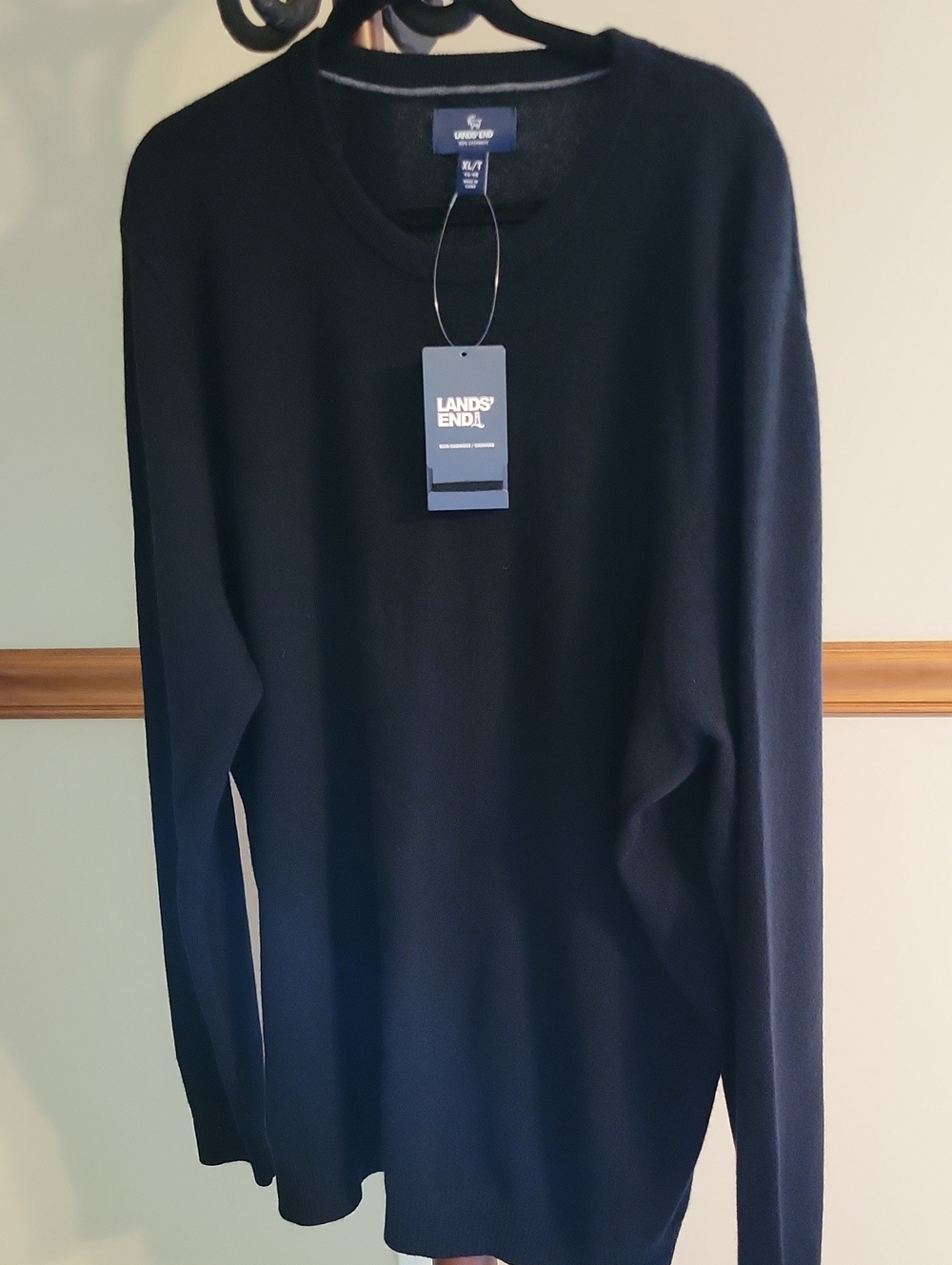 Lands End Mens 100% Cashmere Fine Gauge Crewneck Sweater XL/T 46-48